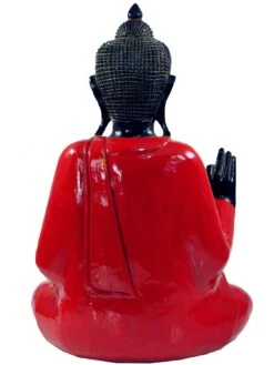 Geschnitzter Sitzender Buddha Im Vitarka Mudra - Rot - 45x34x17 Cm -Deko Haus Store 9 17 dsc04621