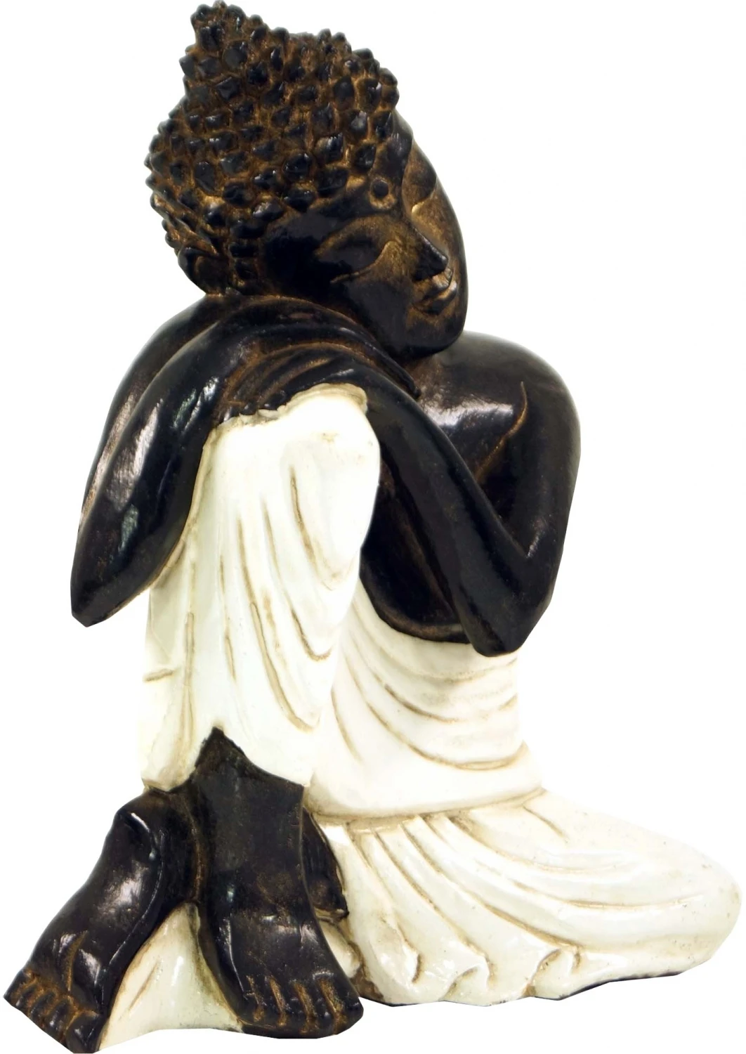 Geschnitzte Sitzender Buddha Figur, Träumender Buddha - Weiß/links - 28x21x12 Cm 2 Geschnitzte Sitzender Buddha Figur, Träumender Buddha - Weiß/links - 28x21x12 Cm – Bild 2