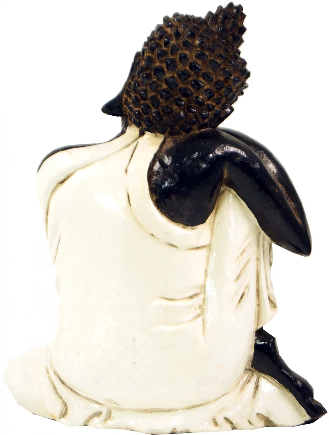 Geschnitzte Sitzender Buddha Figur, Träumender Buddha - Weiß/links - 28x21x12 Cm 3 Geschnitzte Sitzender Buddha Figur, Träumender Buddha - Weiß/links - 28x21x12 Cm – Bild 3