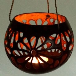 Kokosnuss Teelicht Zum Hängen - Modell 2 - 8x11x11 Cm Ø11 Cm -Deko Haus Store 9 17 dsc05183