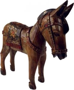 Geschnitztes Pferd, Dekoobjekt Aus Holz - Design 3 - 26x24x7 Cm