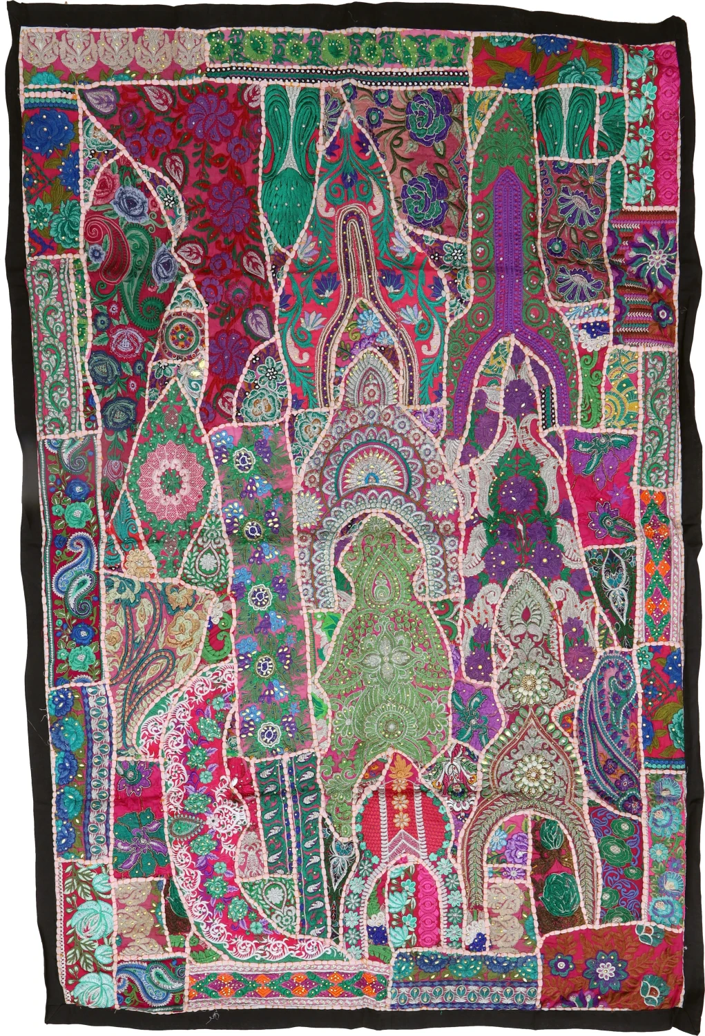 Indischer Wandteppich Patchwork Wandbehang, Einzelstück 150*100 Cm - Muster 15 1 Indischer Wandteppich Patchwork Wandbehang, Einzelstück 150*100 Cm - Muster 15