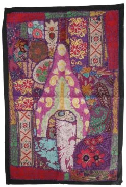Indischer Wandteppich Patchwork Wandbehang/Tischläufer Einzelstück 90*65 Cm - Muster 21