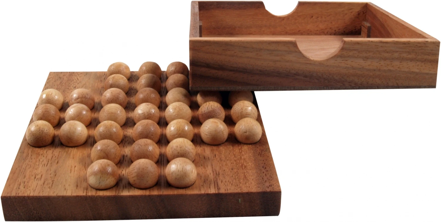 Brettspiel, Gesellschaftsspiel Aus Holz - Solitär, Steckhalma Aus Holz - 3x13x13 Cm 2 Brettspiel, Gesellschaftsspiel Aus Holz - Solitär, Steckhalma Aus Holz - 3x13x13 Cm – Bild 2