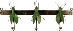 Hakenleiste Mit Figuren, Ethno Kleiderhaken, Metall Kleiderhaken - 3 Heuschrecken - 16x46x5 Cm