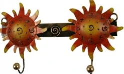 Hakenleiste Mit Figuren, Ethno Kleiderhaken, Metall Kleiderhaken - Sonne - 15x26x4 Cm