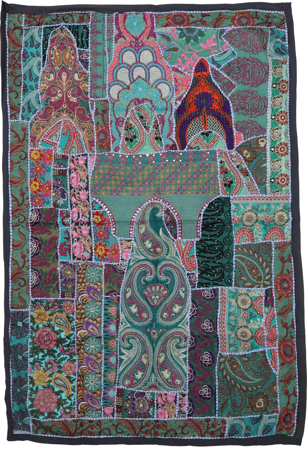 Indischer Wandteppich Patchwork Wandbehang, Einzelstück 150*100 Cm - Muster 13 1 Indischer Wandteppich Patchwork Wandbehang, Einzelstück 150*100 Cm - Muster 13