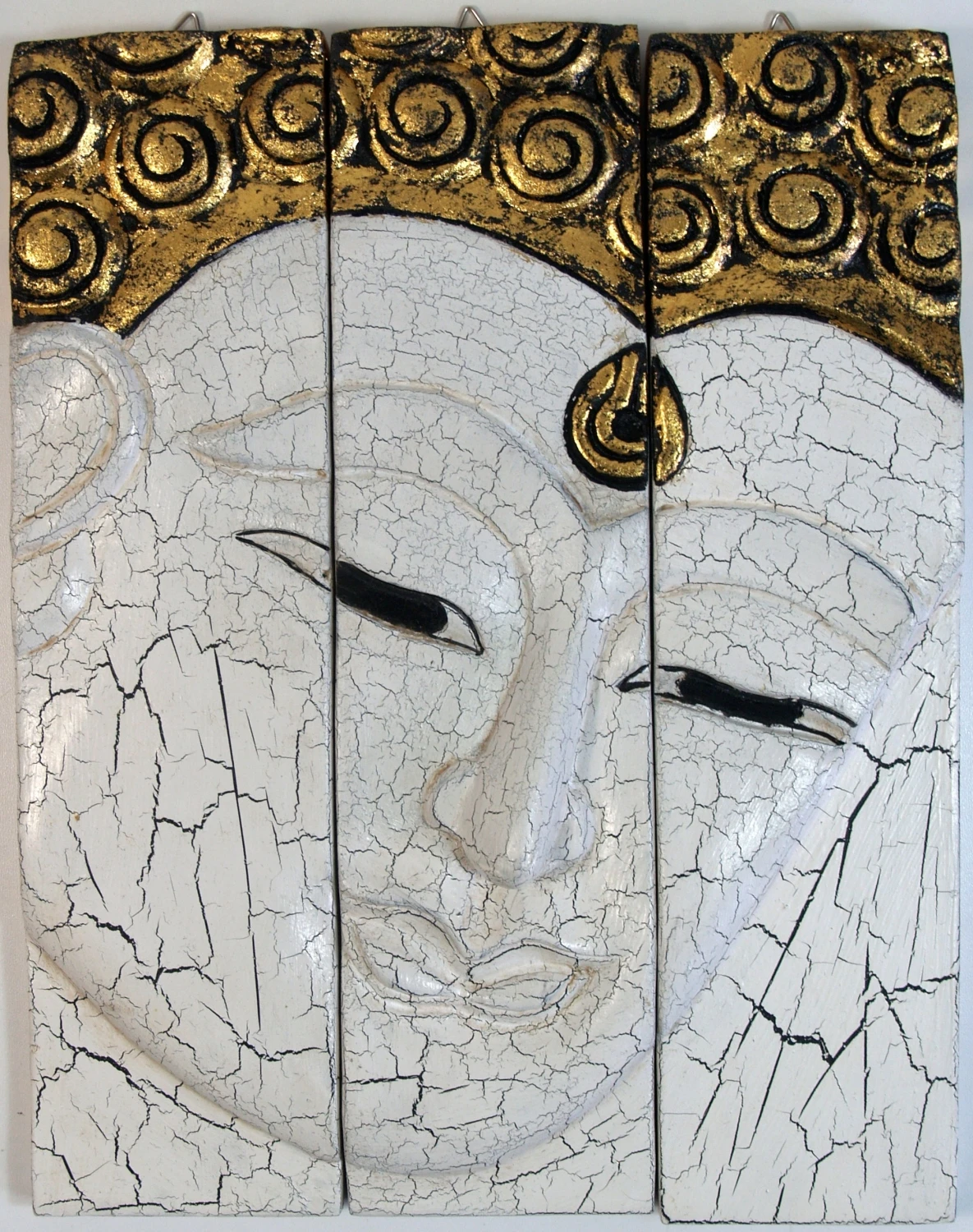 Dreiteiliges Buddhawandbild, Weiß Gold 39*30 Cm - Design 2 1 Dreiteiliges Buddhawandbild, Weiß Gold 39*30 Cm - Design 2