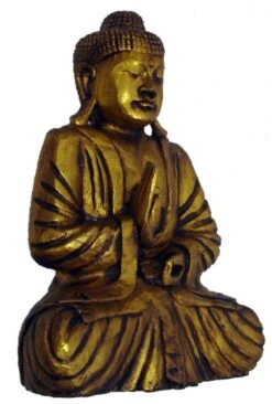 Holzbuddha, Buddha Statue, Handarbeit Mit Goldbemalung (50 Cm) - Modell 9 -Deko Haus Store dsc02063