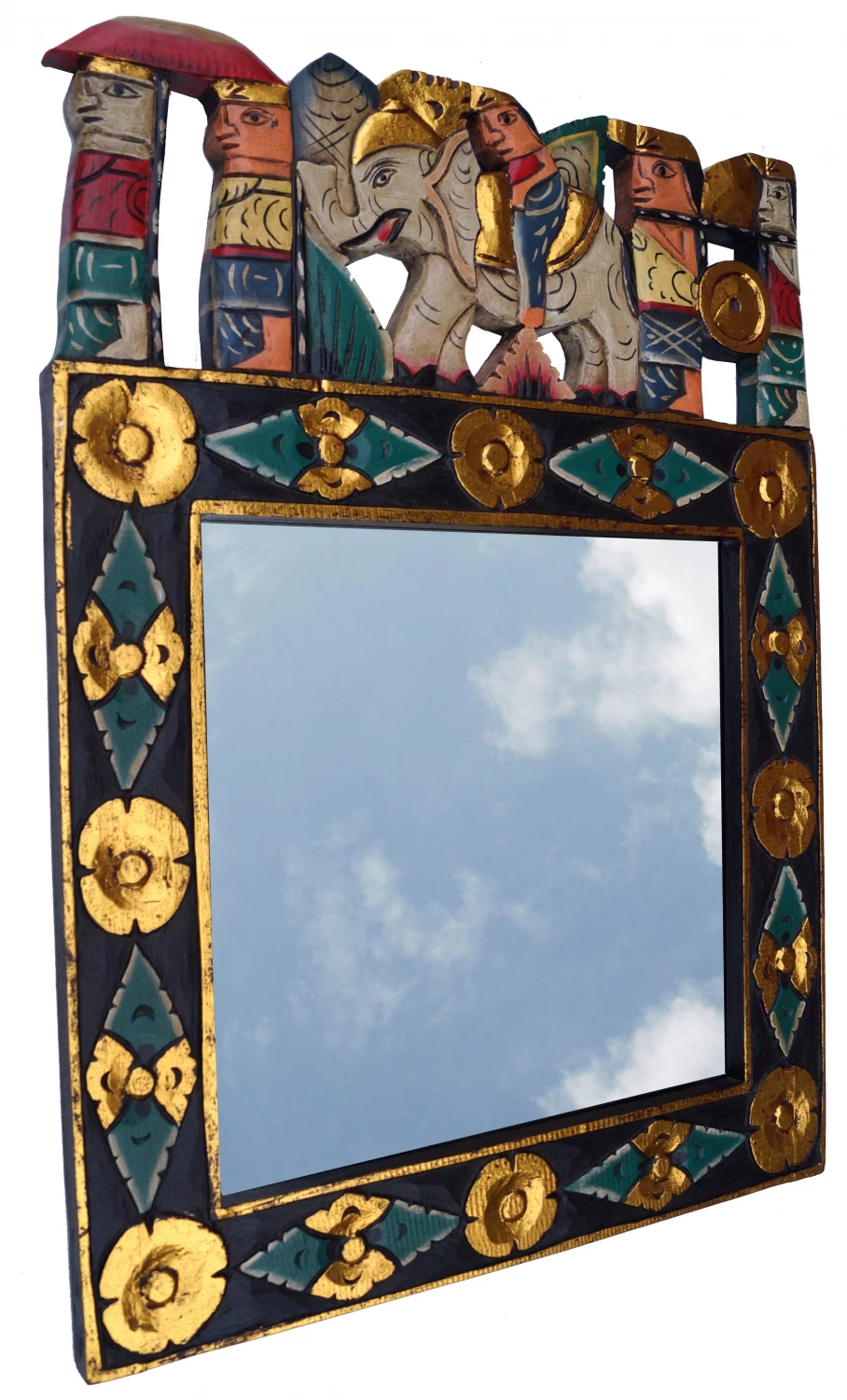 Spiegel Mit Schnitzerei - Elefant - 80x60x3 Cm 2 Spiegel Mit Schnitzerei - Elefant - 80x60x3 Cm – Bild 2