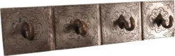 4èr Vintage Wandhaken Mit Messingverzierungen, Indische Garderobenleiste, Schlüsselbrett - 9x39x4 Cm