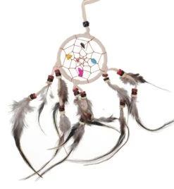 Mini Traumfänger Mit Halbedelsteinen - Weiß 6 Cm