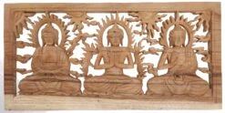 Geschnitztes Wandbild Deko Wandrelief - 3 Buddhas - 26x50x1,5 Cm