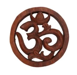 Geschnitztes Wandbild Deko Wandrelief, Untersetzer - OM 2 - 15x15x2 Cm Ø15 Cm