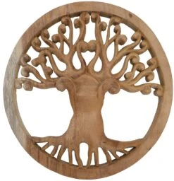 Geschnitztes Wandbild Deko Wandrelief Lebensbaum - Tree Of Life - 2x25x25 Cm