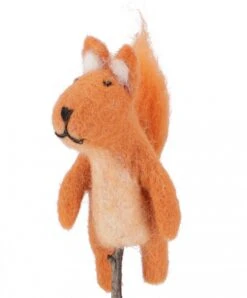 Handgemachte Fingerpuppe Aus Filz - Eichhörnchen - 9x4x3 Cm