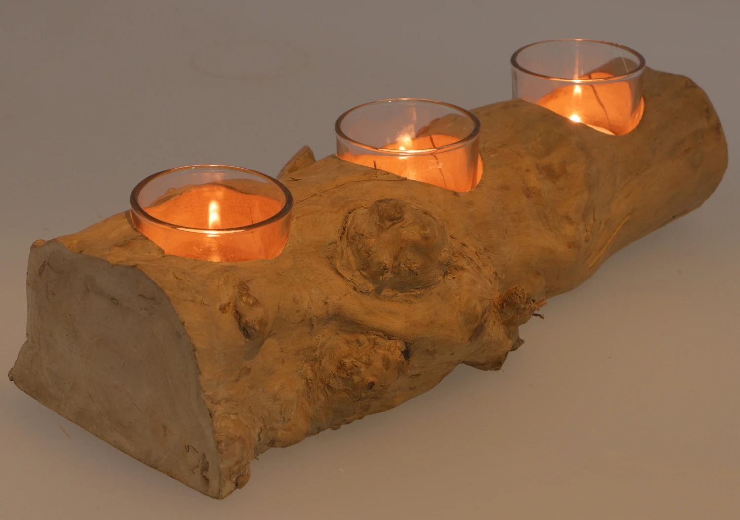 Kerzenleuchter Aus Wurzelholz - Mit 3 Kerzengläsern - 8x30x12 Cm 2 Kerzenleuchter Aus Wurzelholz - Mit 3 Kerzengläsern - 8x30x12 Cm – Bild 2
