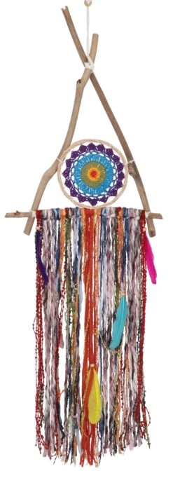 Traumfänger Boho - Dreieck / Regenbogen - 90x40x3 Cm