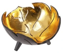 Schale Aus Kokosnuss, Exotische Dekoschale - Blatt - 8x14x14 Cm