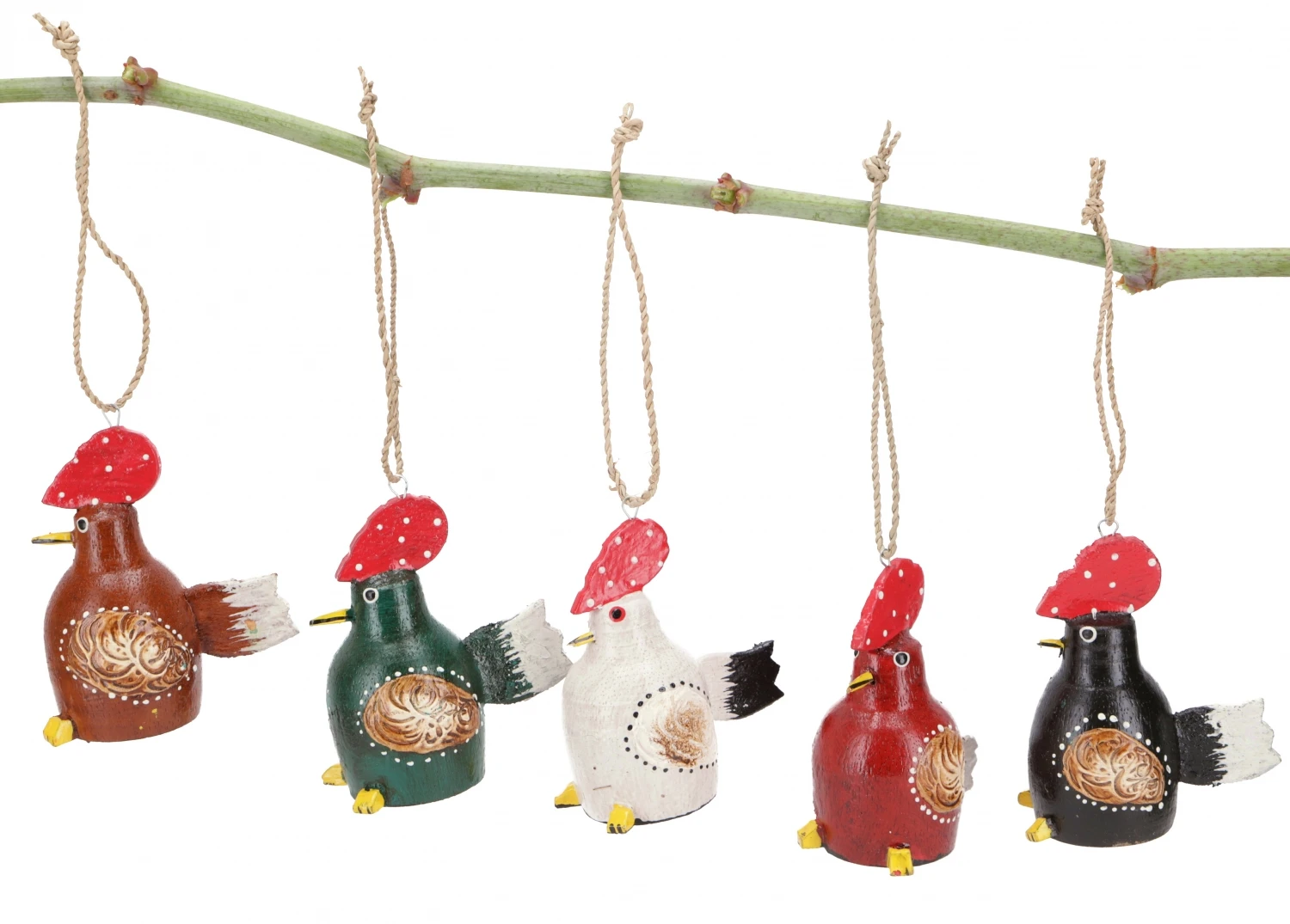 5er Set Anhänger, Kleine Holzfigur, Tierfigur Hahn - 8x4x5 Cm 2 5er Set Anhänger, Kleine Holzfigur, Tierfigur Hahn - 8x4x5 Cm – Bild 2