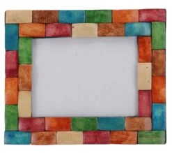 Patchwork Bilderrahmen Aus Kokosnuss, Standbilderrahmen - Bunt - 24x20x1 Cm -Deko Haus Store f 19 09 9 abuecher 41