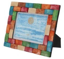 Patchwork Bilderrahmen Aus Kokosnuss, Standbilderrahmen - Bunt - 24x20x1 Cm