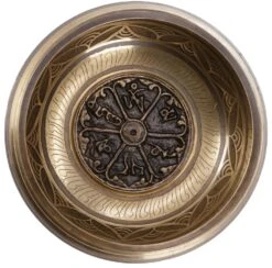 Klangschale Aus Nepal, Handgefertigt Aus Massivem Messing Mit Verzierungen, Incl. Klöppel - Ø 14,5 Cm Modell 9 -Deko Haus Store f 19 09 9 aklangschalen 29