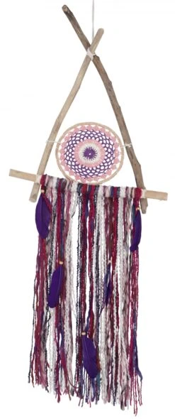 Traumfänger Boho - Dreieck / Lila ,pink - 90x40x3 Cm