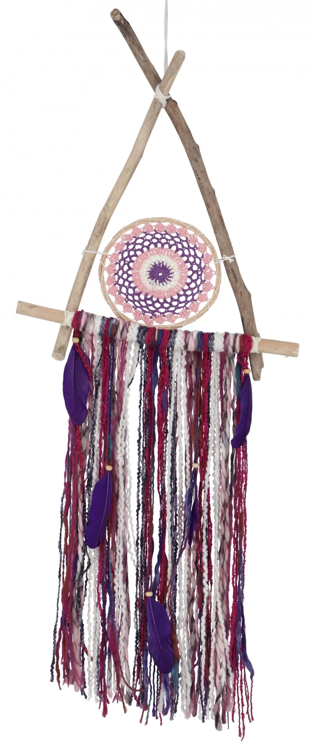Traumfänger Boho - Dreieck / Lila ,pink - 90x40x3 Cm 1 Traumfänger Boho - Dreieck / Lila ,pink - 90x40x3 Cm