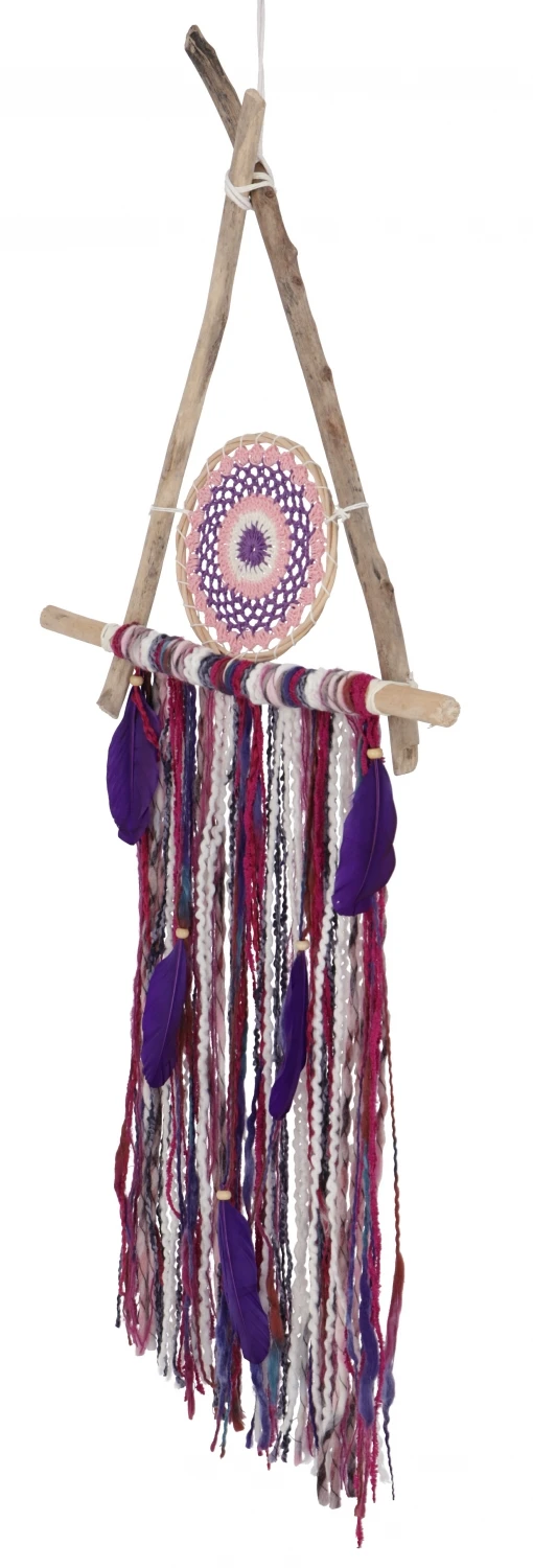 Traumfänger Boho - Dreieck / Lila ,pink - 90x40x3 Cm 2 Traumfänger Boho - Dreieck / Lila ,pink - 90x40x3 Cm – Bild 2