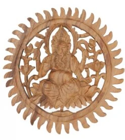 Geschnitztes Wandbild Deko Wandrelief - Ganesh - 2 Cm Ø25 Cm