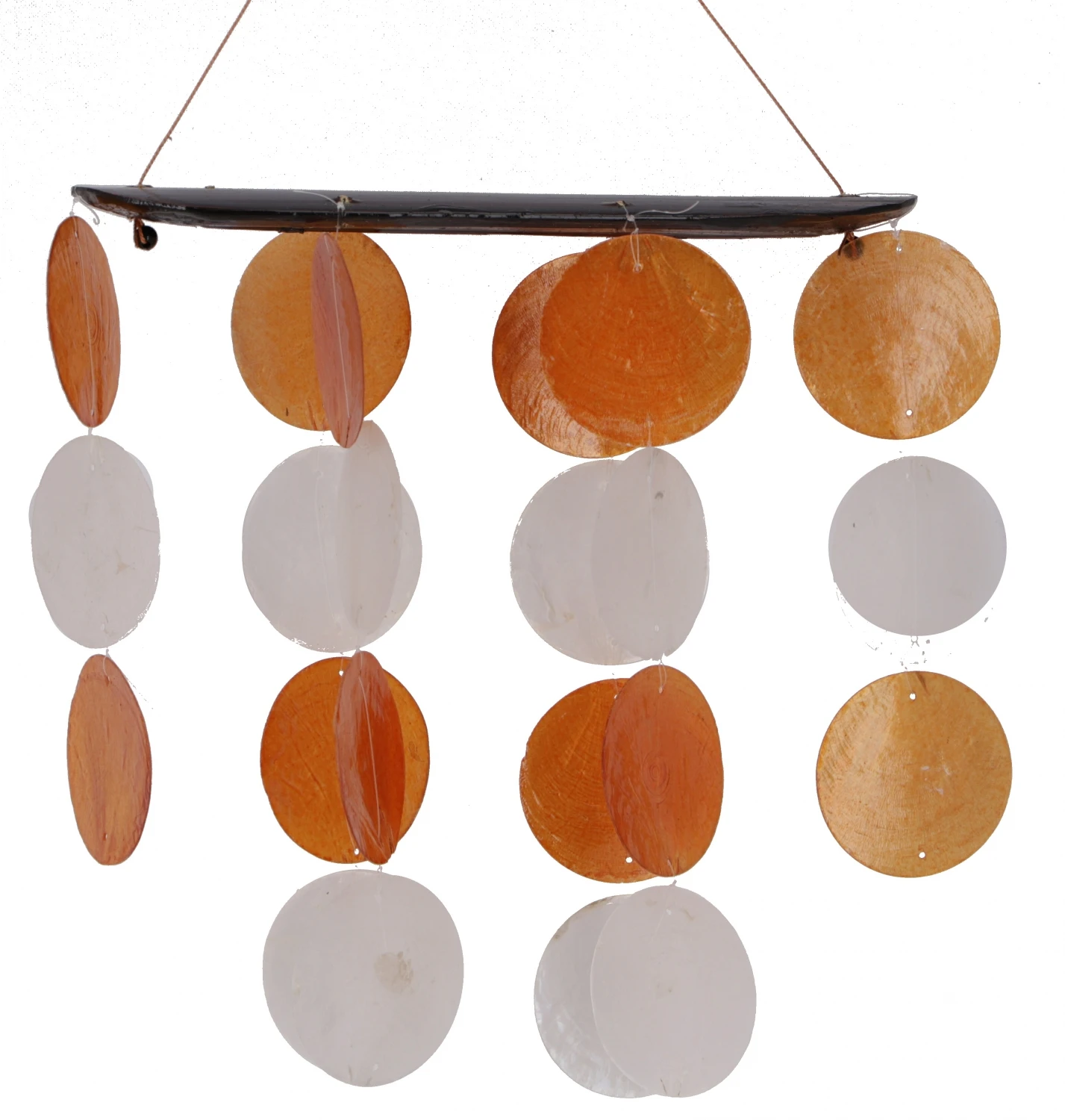 Langes Muschel Windspiel, Klangspiel - Orange Weiß 2 Langes Muschel Windspiel, Klangspiel - Orange Weiß – Bild 2