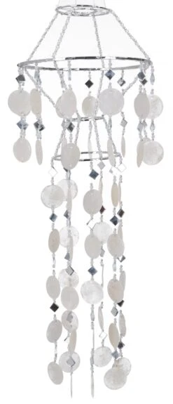 Exotischer Sonnenfänger, Suncatcher, Laba Luba Muschel Wind & Lichtspiel - Weiß - 60 Cm Ø20 Cm
