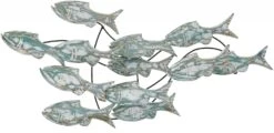 Exotische Wanddekoration Fischschwarm - Modell 5 - 35x80x15 Cm