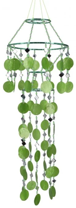 Exotischer Sonnenfänger, Suncatcher, Laba Luba Muschel Wind & Lichtspiel - Grün - 60 Cm Ø20 Cm