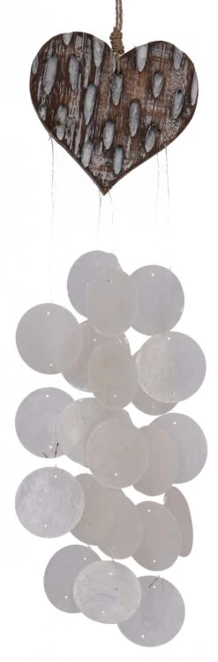 Muschel Mobile Herz Aus Holz Und Muschelstücken - Muschel 3 - 44x13x1,5 Cm