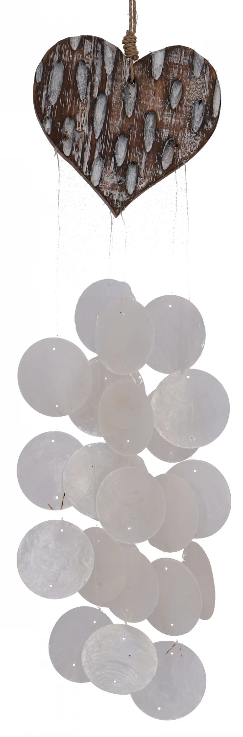 Muschel Mobile Herz Aus Holz Und Muschelstücken - Muschel 3 - 44x13x1,5 Cm 1 Muschel Mobile Herz Aus Holz Und Muschelstücken - Muschel 3 - 44x13x1,5 Cm