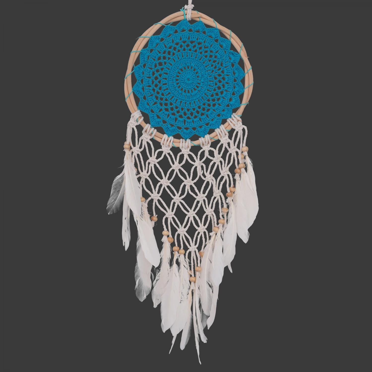 Traumfänger Mit Gehäkelter Spitze - Blau 22 Cm 4 Traumfänger Mit Gehäkelter Spitze - Blau 22 Cm – Bild 4