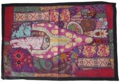 Indischer Wandteppich Patchwork Wandbehang/Tischläufer Einzelstück 90*65 Cm - Muster 21 -Deko Haus Store f 9 3 brokat kissen indien 64