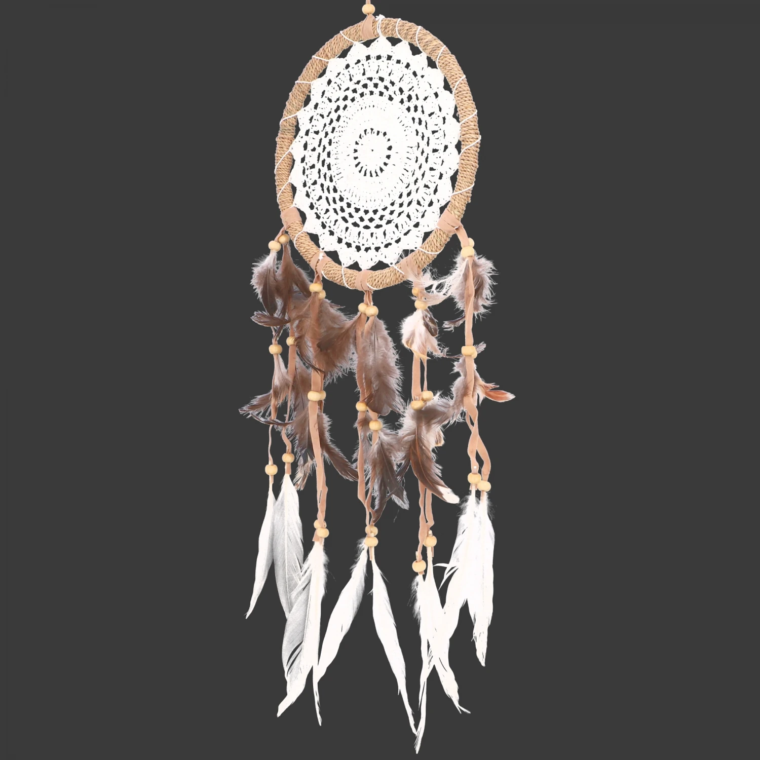 Traumfänger Mit Gehäkelter Spitze - Weiß 22 Cm 4 Traumfänger Mit Gehäkelter Spitze - Weiß 22 Cm – Bild 4