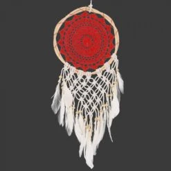 Traumfänger Mit Gehäkelter Spitze - Rot 22 Cm -Deko Haus Store f 9 3 traumfaenger klein 16