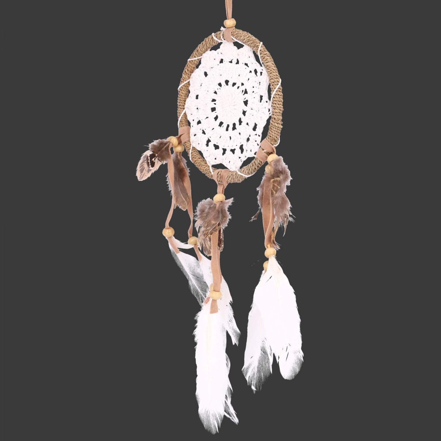 Traumfänger Mit Gehäkelter Spitze - Weiß 12 Cm 4 Traumfänger Mit Gehäkelter Spitze - Weiß 12 Cm – Bild 4