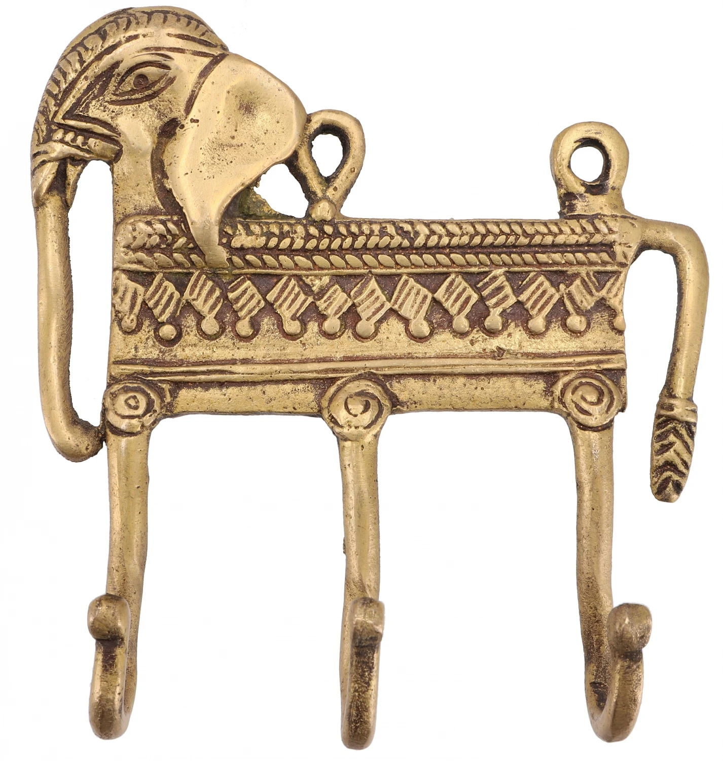 Filigran Verzierter 3`er Messing Wandhaken, Wandgarderobe, Schlüsselhalter Mit Gravur - Elefant / Messing - 12x12x3,5 Cm 2 Filigran Verzierter 3`er Messing Wandhaken, Wandgarderobe, Schlüsselhalter Mit Gravur - Elefant / Messing - 12x12x3,5 Cm – Bild 2