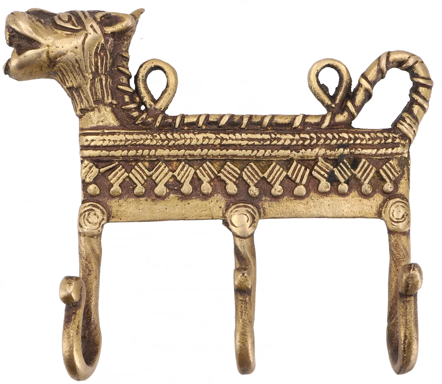 Filigran Verzierter 3`er Messing Wandhaken, Wandgarderobe, Schlüsselhalter Mit Gravur - Hund / Messing - 11x13x3,5 Cm 2 Filigran Verzierter 3`er Messing Wandhaken, Wandgarderobe, Schlüsselhalter Mit Gravur - Hund / Messing - 11x13x3,5 Cm – Bild 2