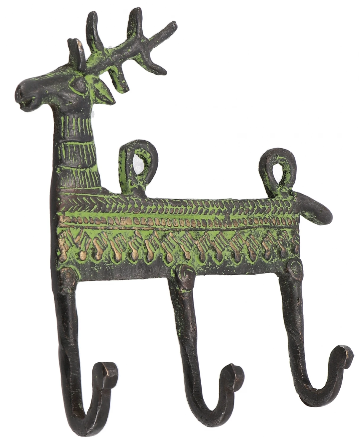 Filigran Verzierter 3`er Messing Wandhaken, Wandgarderobe, Schlüsselhalter, Kleiderhaken - Hirsch / Antikgrün - 13x13x3,5 Cm 1 Filigran Verzierter 3`er Messing Wandhaken, Wandgarderobe, Schlüsselhalter, Kleiderhaken - Hirsch / Antikgrün - 13x13x3,5 Cm