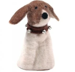 Filz Eierwärmer, Handgemachter Filzdekoration Aus Nepal, Filztier - Hund - 13 Cm