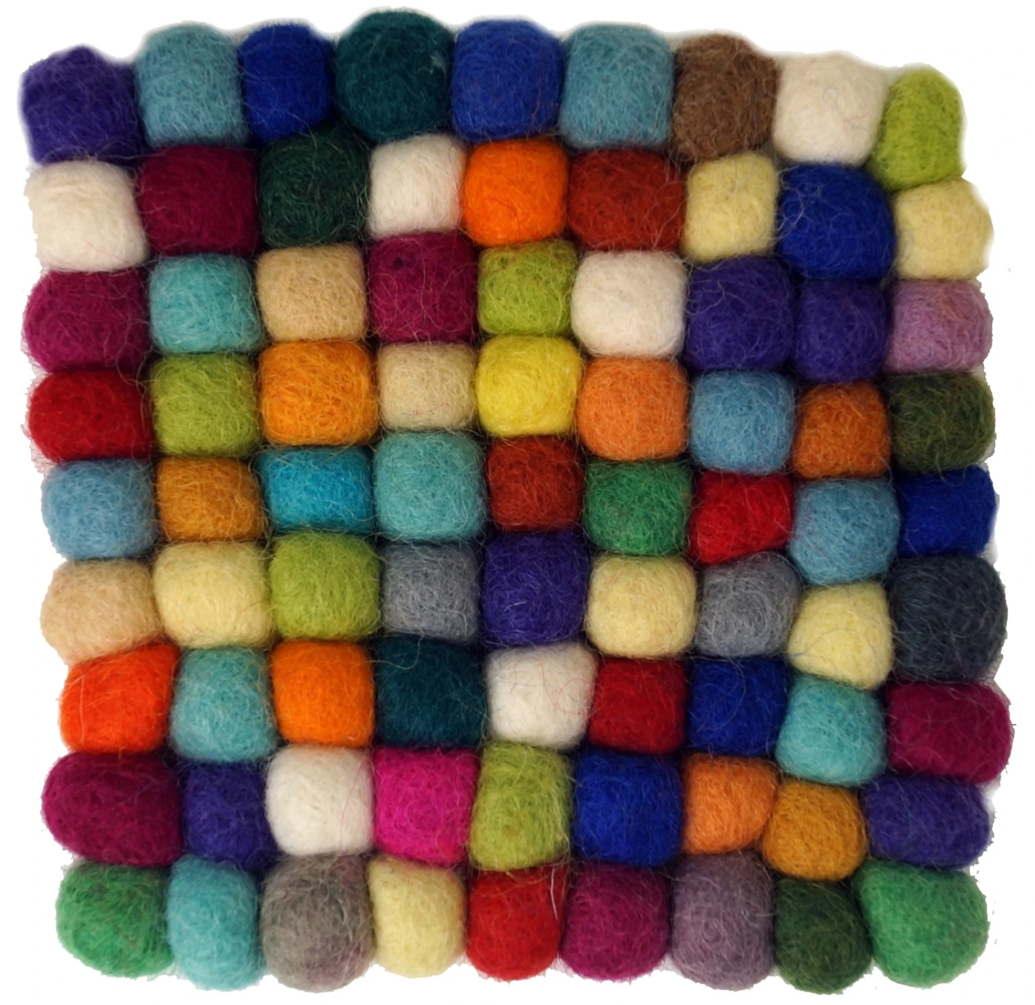 Filzuntersetzer, Untersetzer Aus Filzkugeln, Filzdekorationquadratisch - Bunt 10*10 Cm 1 Filzuntersetzer, Untersetzer Aus Filzkugeln, Filzdekorationquadratisch - Bunt 10*10 Cm