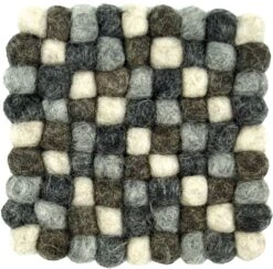 Filzuntersetzer, Untersetzer Aus Filzkugeln, Filzdekoration Quadratisch - Grau 10*10 Cm