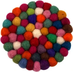 Filzuntersetzer, Untersetzer Aus Filzkugeln, Filzdekoration Rund - Bunt Ø 10 Cm