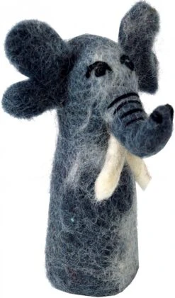 Handgemachte Fingerpuppe Aus Filz - Elefant - 9x4x4 Cm